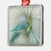 Fractal Evolution, Golden Turquoise Abstracte Art Metalen Ornament (Links)