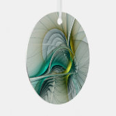 Fractal Evolution, Golden Turquoise Abstracte Art Metalen Ornament (Voorkant Rechts)