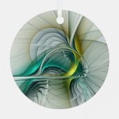 Fractal Evolution, Golden Turquoise Abstracte Art Metalen Ornament (Achterkant)