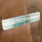 Fractal Evolution, Golden Turquoise Abstracte Art Naambordje (Zijkant)