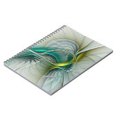 Fractal Evolution, Golden Turquoise Abstracte Art Notitieboek (Linkerzijde)
