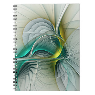Fractal Evolution, Golden Turquoise Abstracte Art Notitieboek