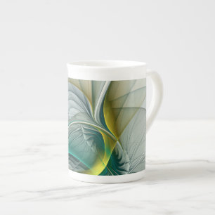 Fractal Evolution, Golden Turquoise Abstracte Art Porselein Kop