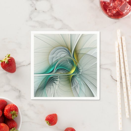 Fractal Evolution, Golden Turquoise Abstracte Art Servetten (Insitu)
