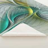 Fractal Evolution, Golden Turquoise Abstracte Art Sherpa Deken (3/4)