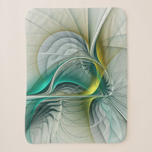 Fractal Evolution, Golden Turquoise Abstracte Art Sherpa Deken