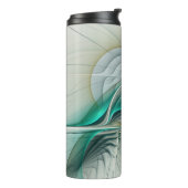 Fractal Evolution, Golden Turquoise Abstracte Art Thermosbeker (Gedraaid links)