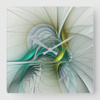 Fractal Evolution, Golden Turquoise Abstracte Art