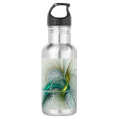 Fractal Evolution, Golden Turquoise Abstracte Art Waterfles (Voorkant)