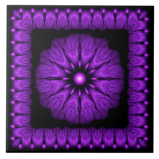 Fractal fairy blue framed ornament tegeltje (Voorkant)