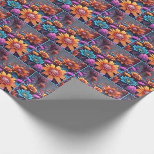 Fractal Fantasy Bloemen Cadeaupapier (Hoek)