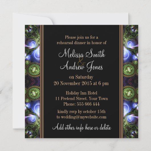 Fractal Fantasy Rehearsal Dinner Invitations Kaart (Achterkant)
