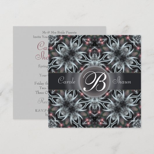 Fractal Fantasy Sky Monogram Weddenschap Kaart (Voorkant / Achterkant)