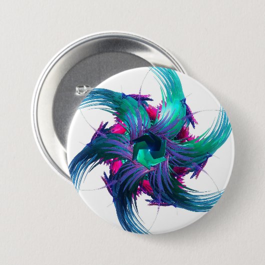 Fractal Fantasy Swirls Badge Ronde Button 7,6 Cm (Voorkant /achterkant)