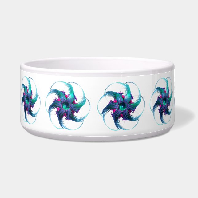 Fractal Fantasy Swirls Ceramic Pet Bowl. Voerbakje (Voorkant)
