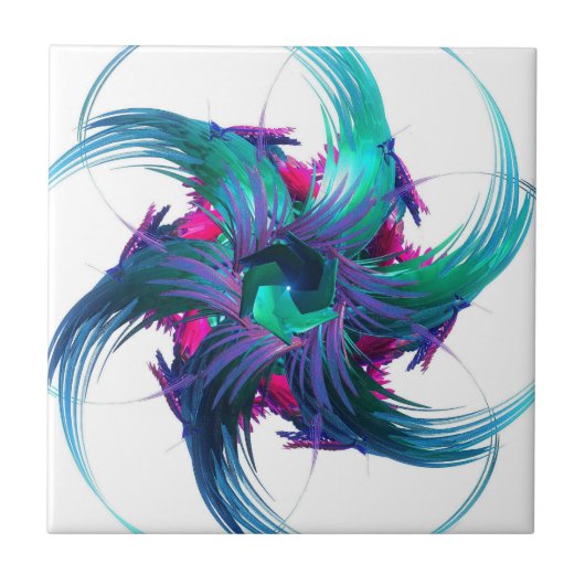 Fractal Fantasy Swirls Ceramic Tegel Tegeltje (Voorkant)