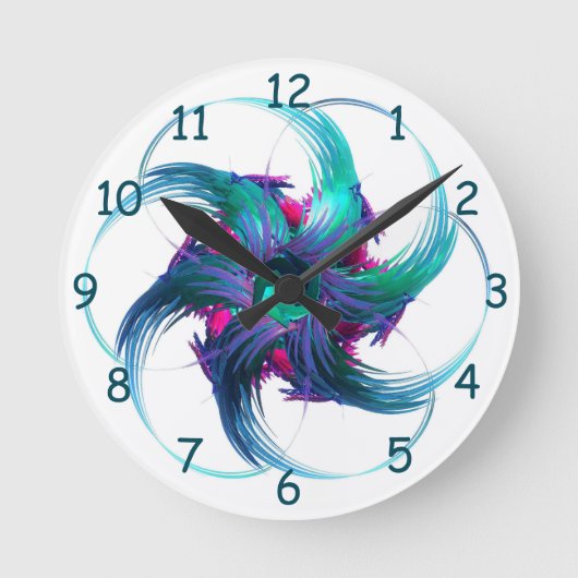 Fractal Fantasy Swirls Clock Ronde Klok (Voorkant)