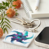 Fractal Fantasy Swirls Key Ring Sleutelhanger (Voorkant Rechts)