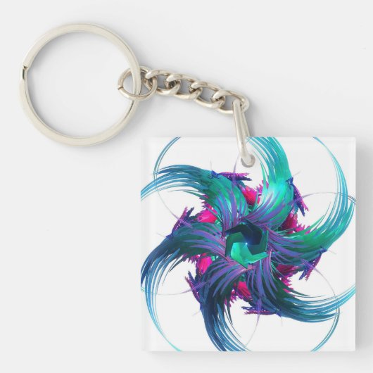 Fractal Fantasy Swirls Key Ring Sleutelhanger (voorkant)