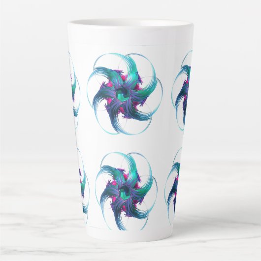Fractal Fantasy Swirls Latte Mok (Voorkant)