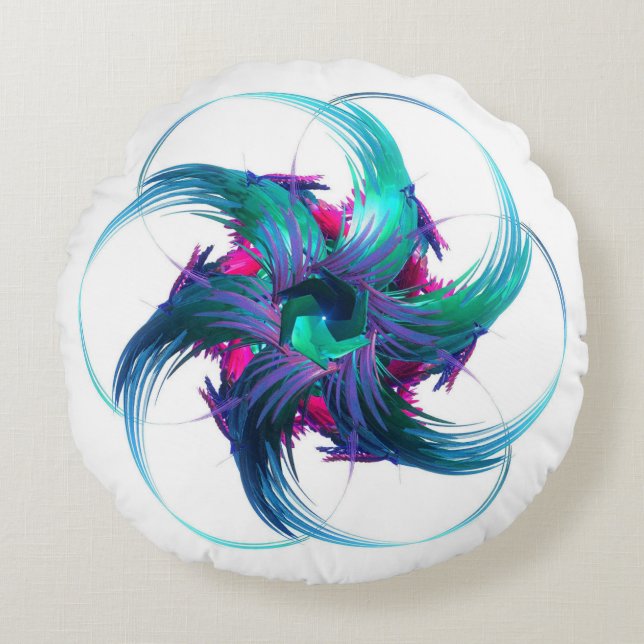 Fractal Fantasy Swirls Round Pillow Rond Kussen (Voorkant)