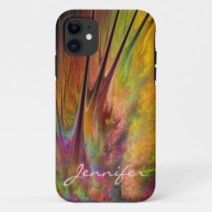 Fractal Feathers & aangepaste naam Case-Mate iPhone Case
