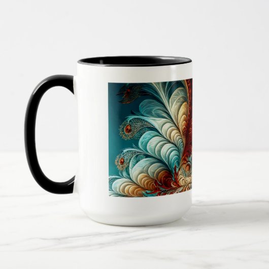 Fractal Feathers Combo Mok, 15 oz Mok (Links)