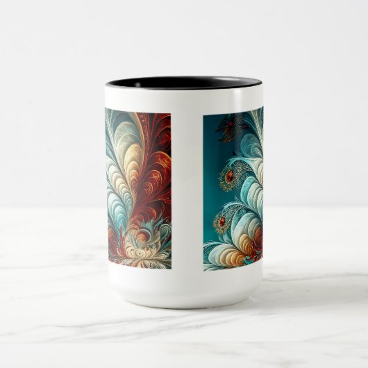 Fractal Feathers Combo Mok, 15 oz Mok (Midden)