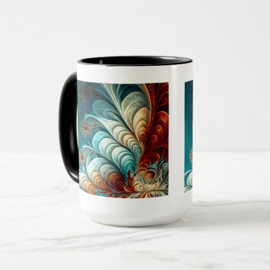 Fractal Feathers Combo Mok, 15 oz Mok (Voorkant links)