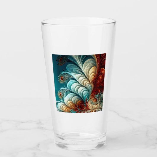Fractal Feathers Glass Tumbler (Voorkant)