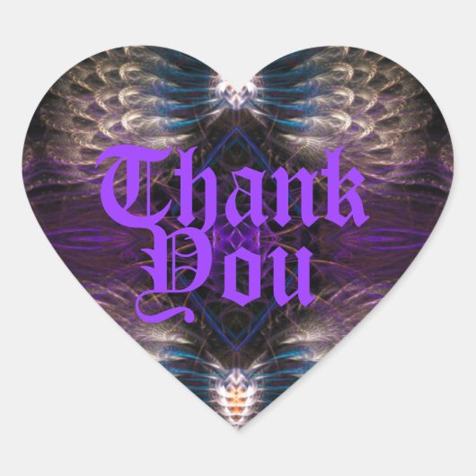 Fractal Feathers Gothic Heart Hartelijk dank Stick Hart Sticker (Voorkant)