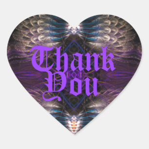 Fractal Feathers Gothic Heart Hartelijk dank Stick Hart Sticker