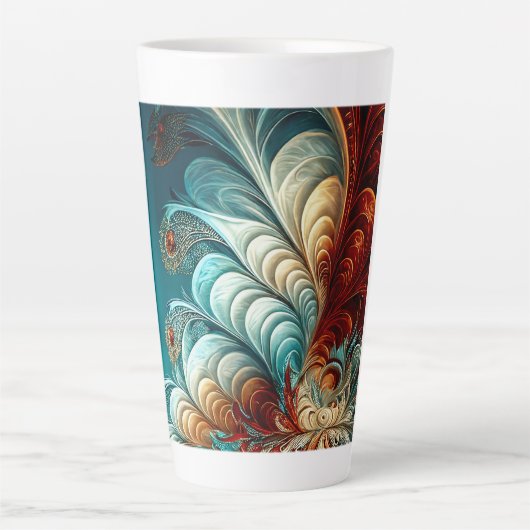 Fractal Feathers Latte Mok (Voorkant)