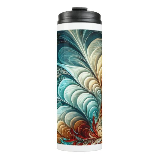 Fractal Feathers Thermal Tumbler Thermosbeker (Voorkant)