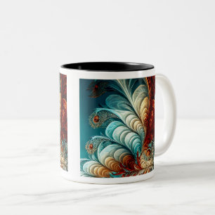 Fractal Feathers Two-Tone Mok, 11 oz Tweekleurige Koffiemok