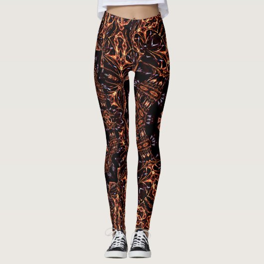 Fractal Fire Mood Aangepaste Leggings (Voorkant)