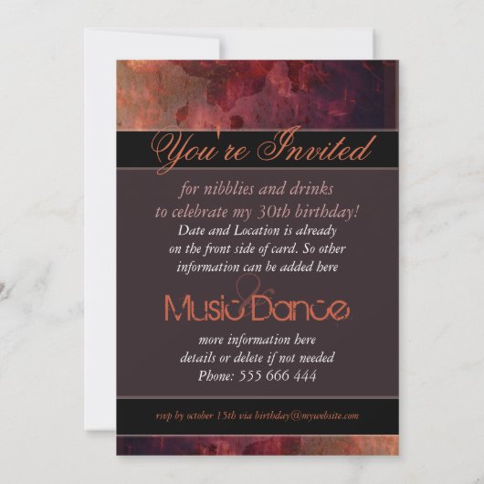 Fractal Fire Waves Birthday Art Invitation Kaart (Achterkant)