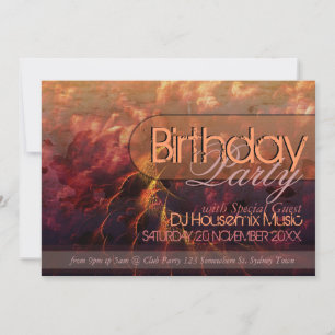 Fractal Fire Waves Birthday Art Invitation Kaart