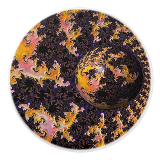Fractal Firestorm Sphere Keramische Knop (Voorkant)