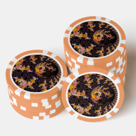 Fractal Firestorm Sphere Poker Chips (Opstapeling)