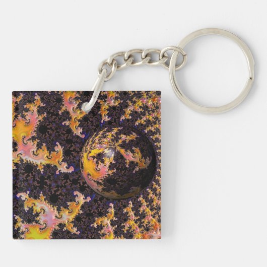 Fractal Firestorm Sphere Sleutelhanger (Achterkant)
