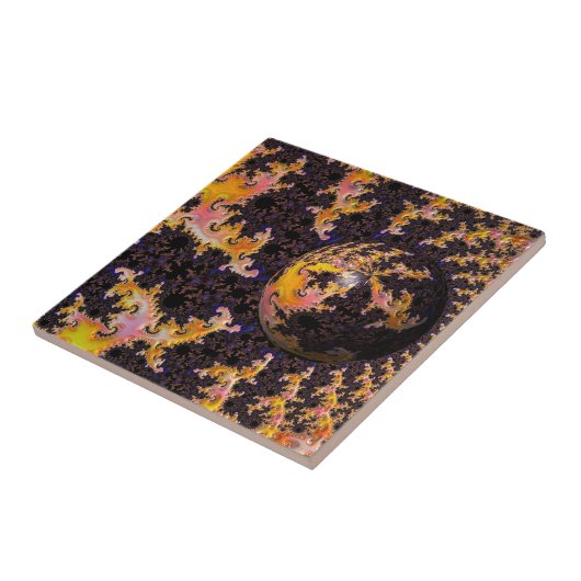 Fractal Firestorm Sphere Tegeltje (Zijkant)