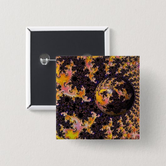 Fractal Firestorm Sphere Vierkante Button 5,1 Cm (Voorkant /achterkant)