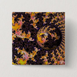 Fractal Firestorm Sphere Vierkante Button 5,1 Cm