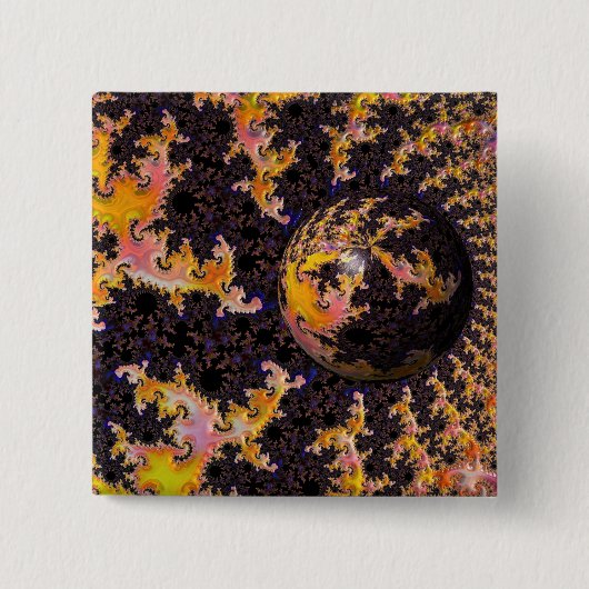 Fractal Firestorm Sphere Vierkante Button 5,1 Cm (Voorkant)