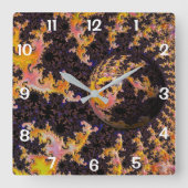 Fractal Firestorm Sphere Vierkante Klok (Voorkant)