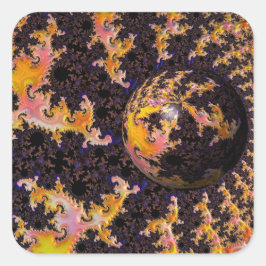 Fractal Firestorm Sphere Vierkante Sticker