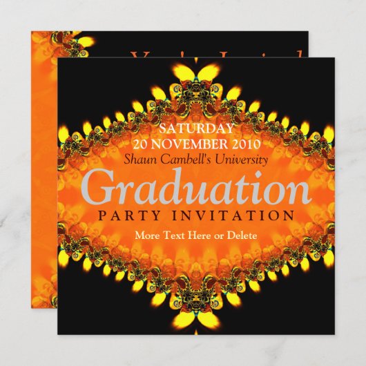 Fractal Flame Afstuderen Invitation Kaart (Voorkant / Achterkant)