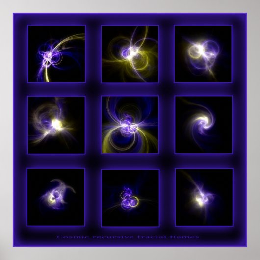 Fractal Flames Comp. -blauw Poster (Voorkant)