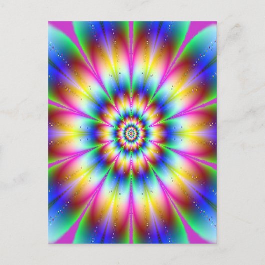Fractal Flower rainbow Explosion Briefkaart (Voorkant)